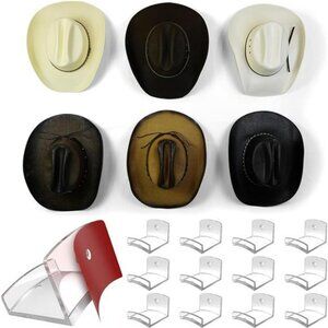 Modern JP Hat Hooks 12 Pack Adhesive Wall Hat Rack Cowboy Fedora Organizer